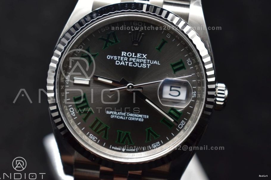 VR3235 Markers Green Dial on 1:1 Roman Edition Bracelet Steel 36 904L Jubilee Clean Gray Best DateJust 126234 0409
